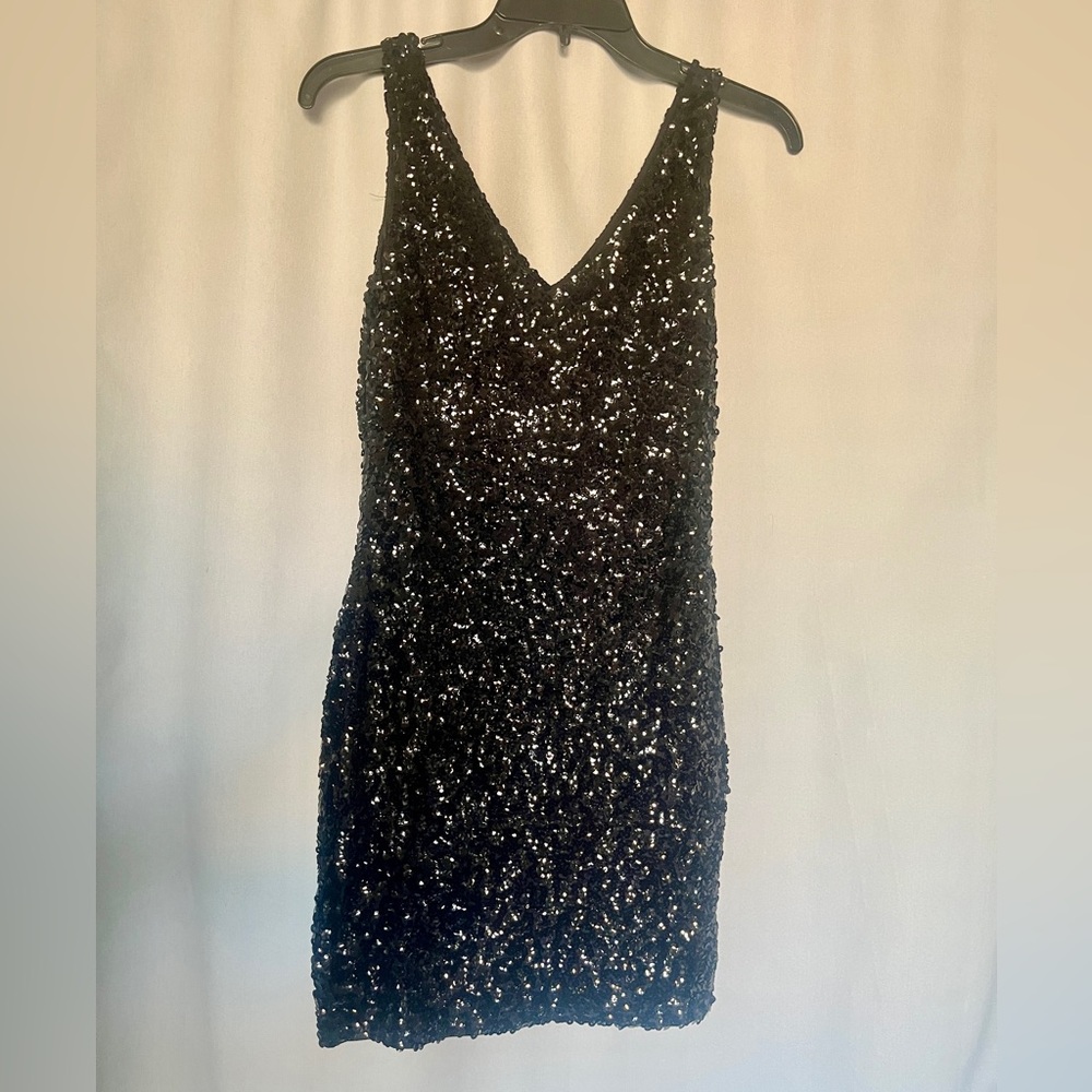 PrettyGuide black sequin body contour dress size S